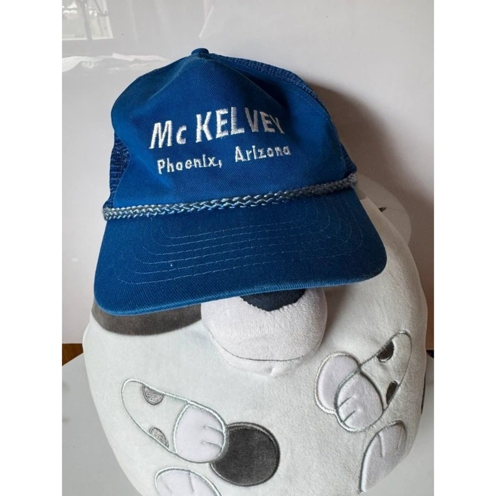 Vintage McKELVEY Phoenix Arizona Blue Trucker Hat Mesh Snapback KC Cap Retro